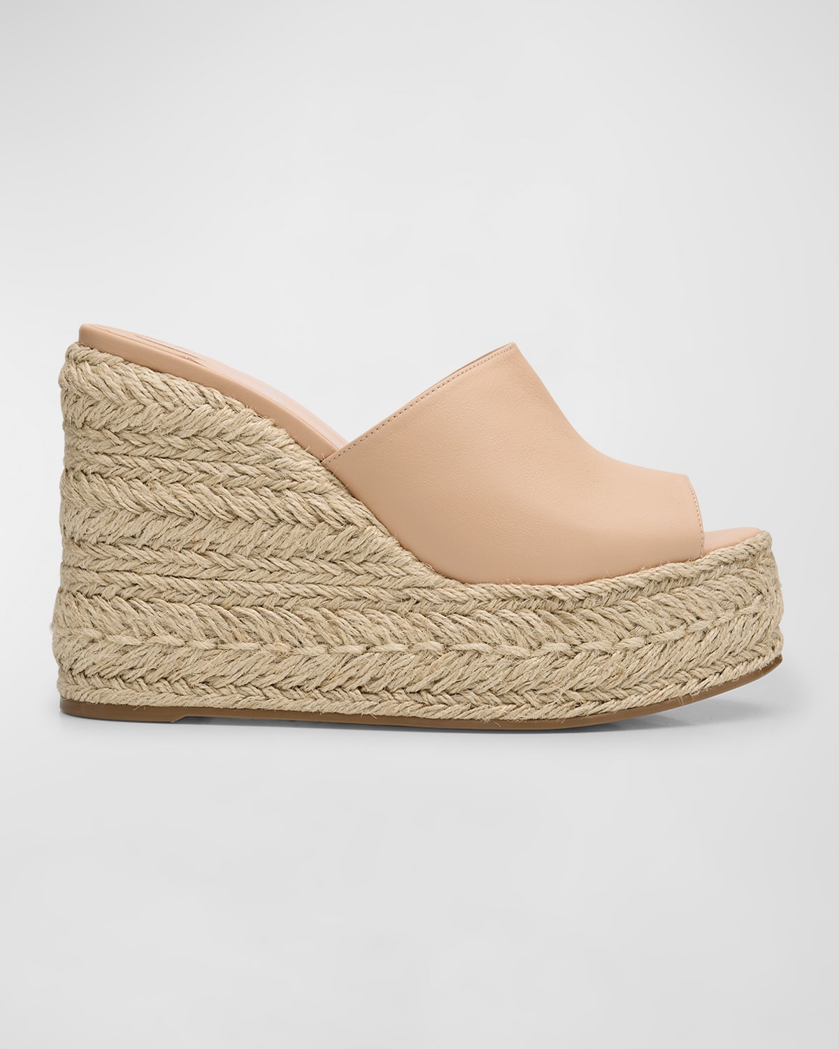 Shop Christian Louboutin Ariella Leather Red Sole Wedge Espadrilles In Leche/natural