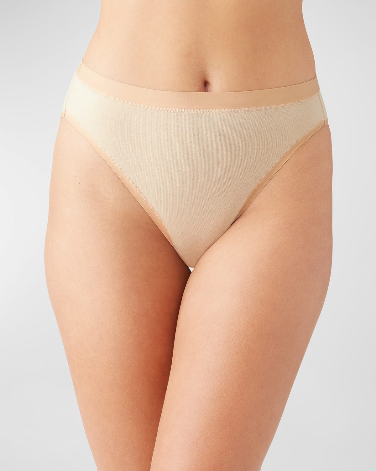 Wacoal Understated High-cut Stretch Cotton Briefs In Sand