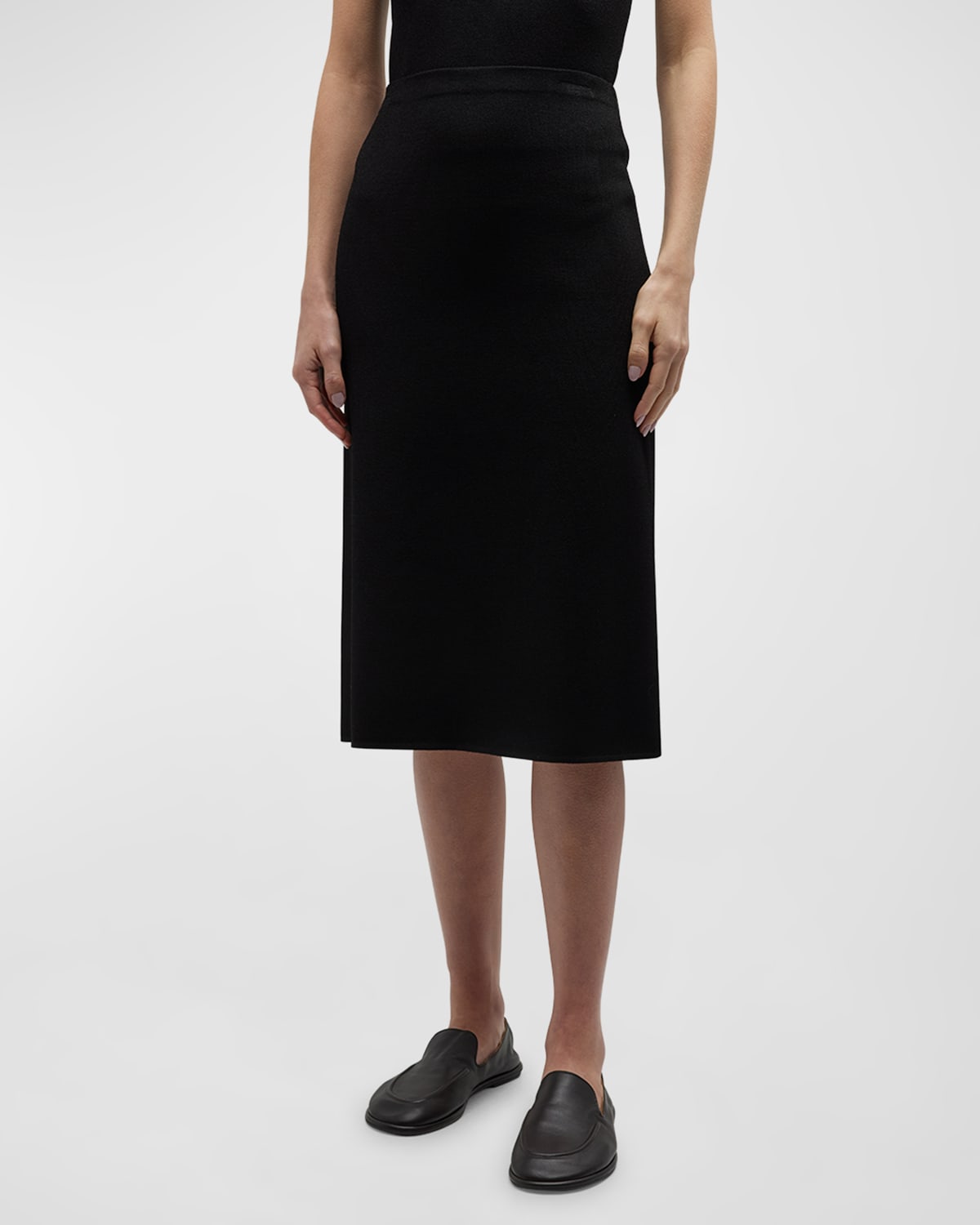 Shop The Row Cason Knit Midi Skirt In Black