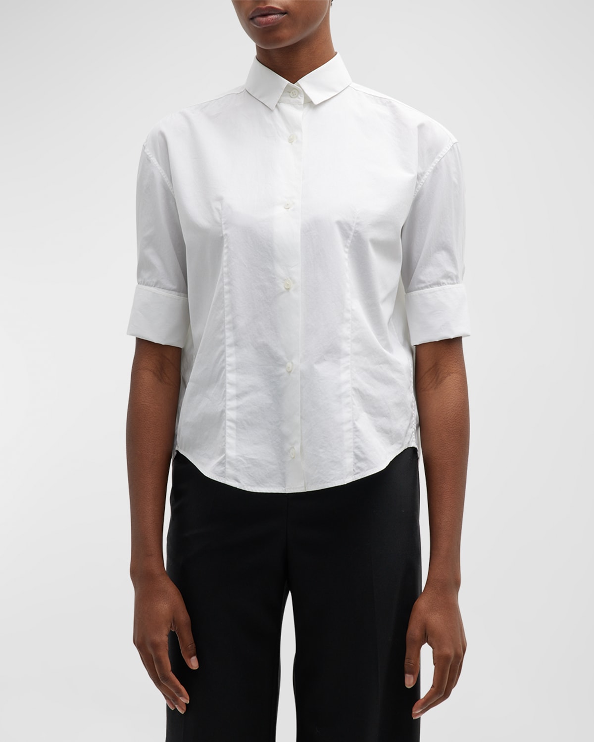 Shop The Row Carpazi Short-sleeve Collared Shirt In White