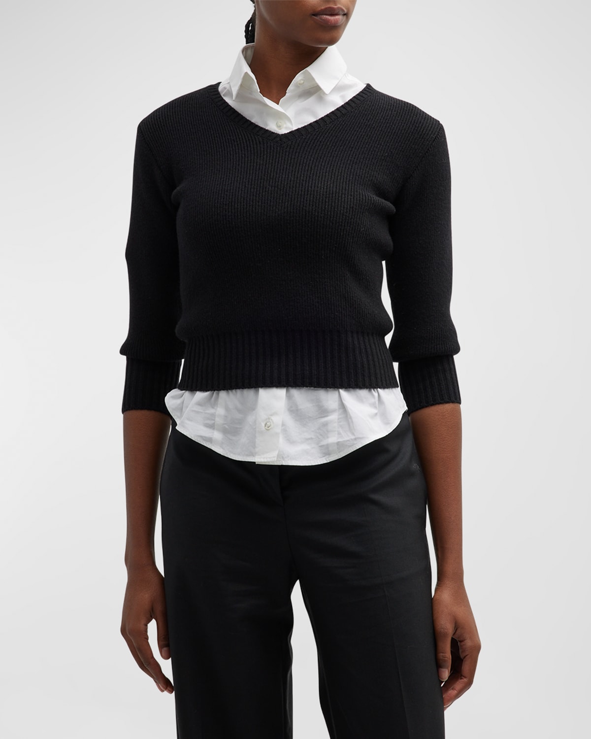 The Row Cael Cashmere Blend Knit Top In Black