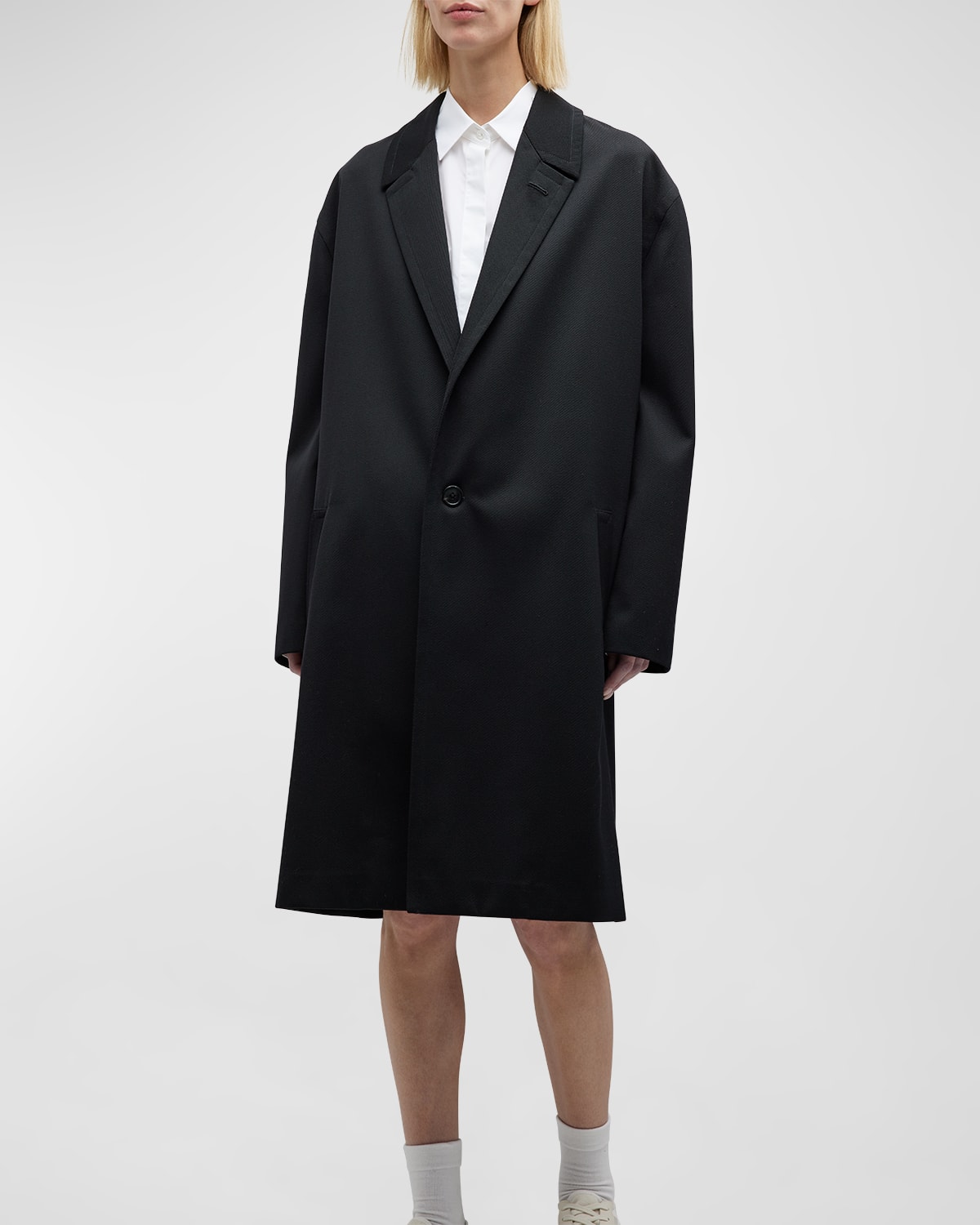 The Row Clancy Wool Top Coat In Black