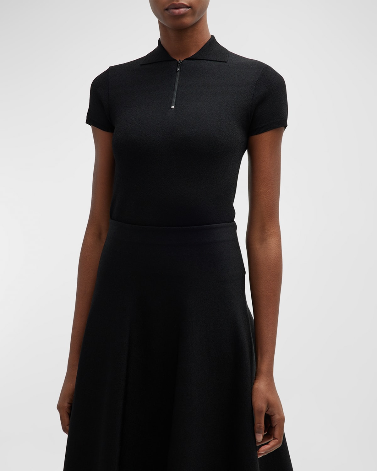 Shop The Row Cauro Zip-front Polo Top In Black