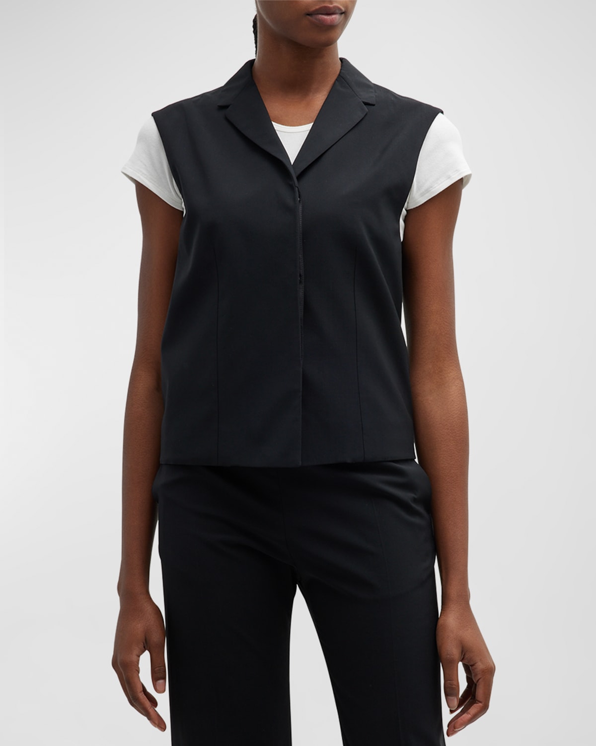 The Row Vestina Notched-collar Wool-blend Vest In Black
