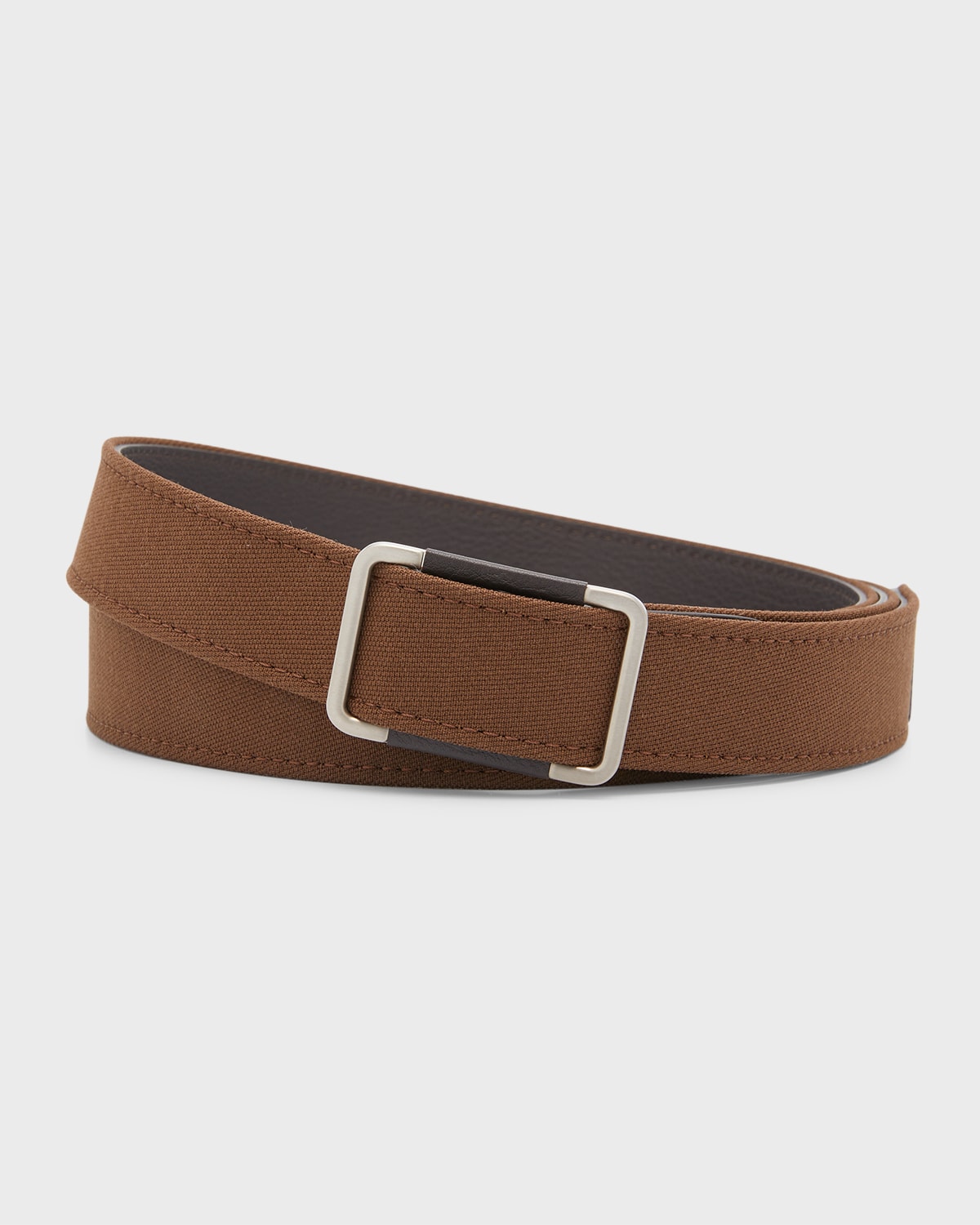 Loro Piana Men's Saddle Belt In Fir Brown