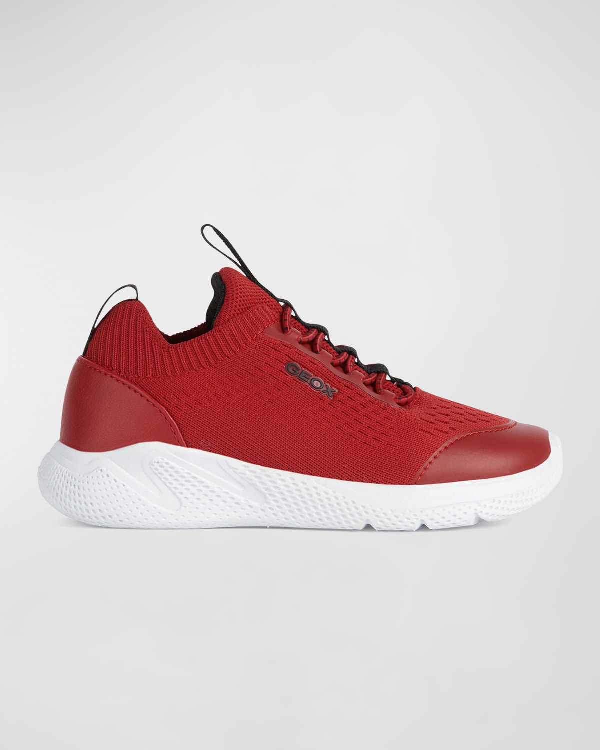 Geox Boy's Knit Leather Chunky Sneakers, Toddler/kids In Red/black