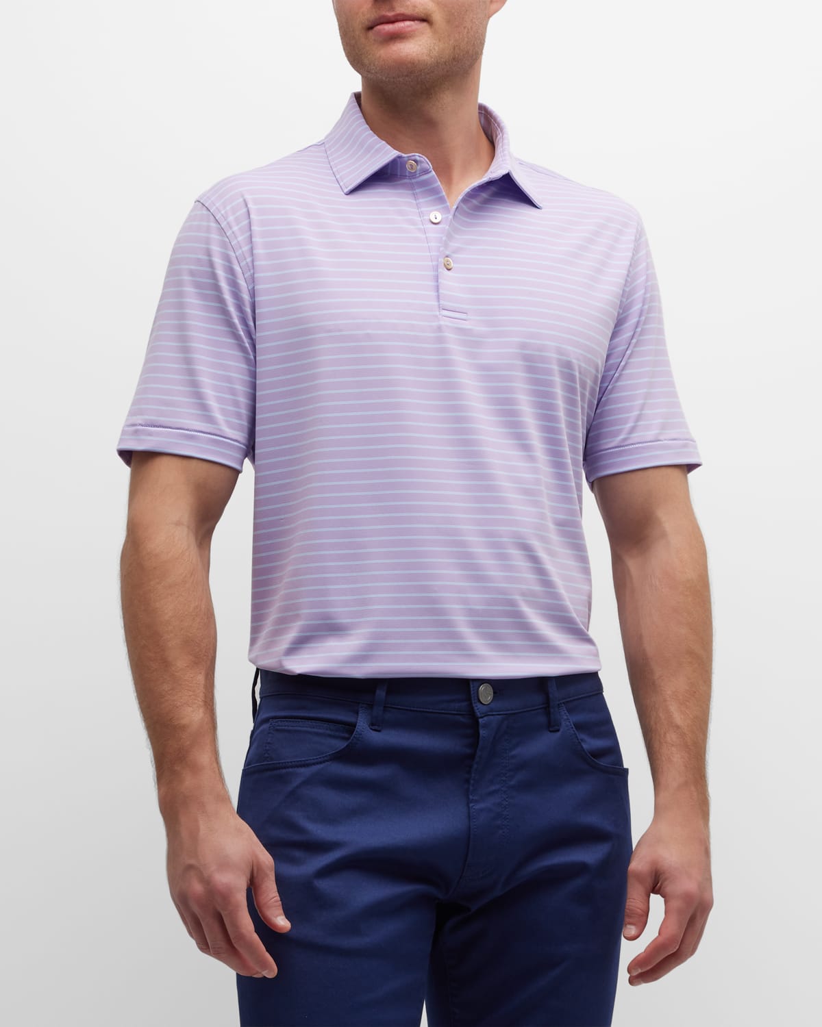 Peter Millar Men's Drum Performance Jersey Polo Shirt In Moonflower