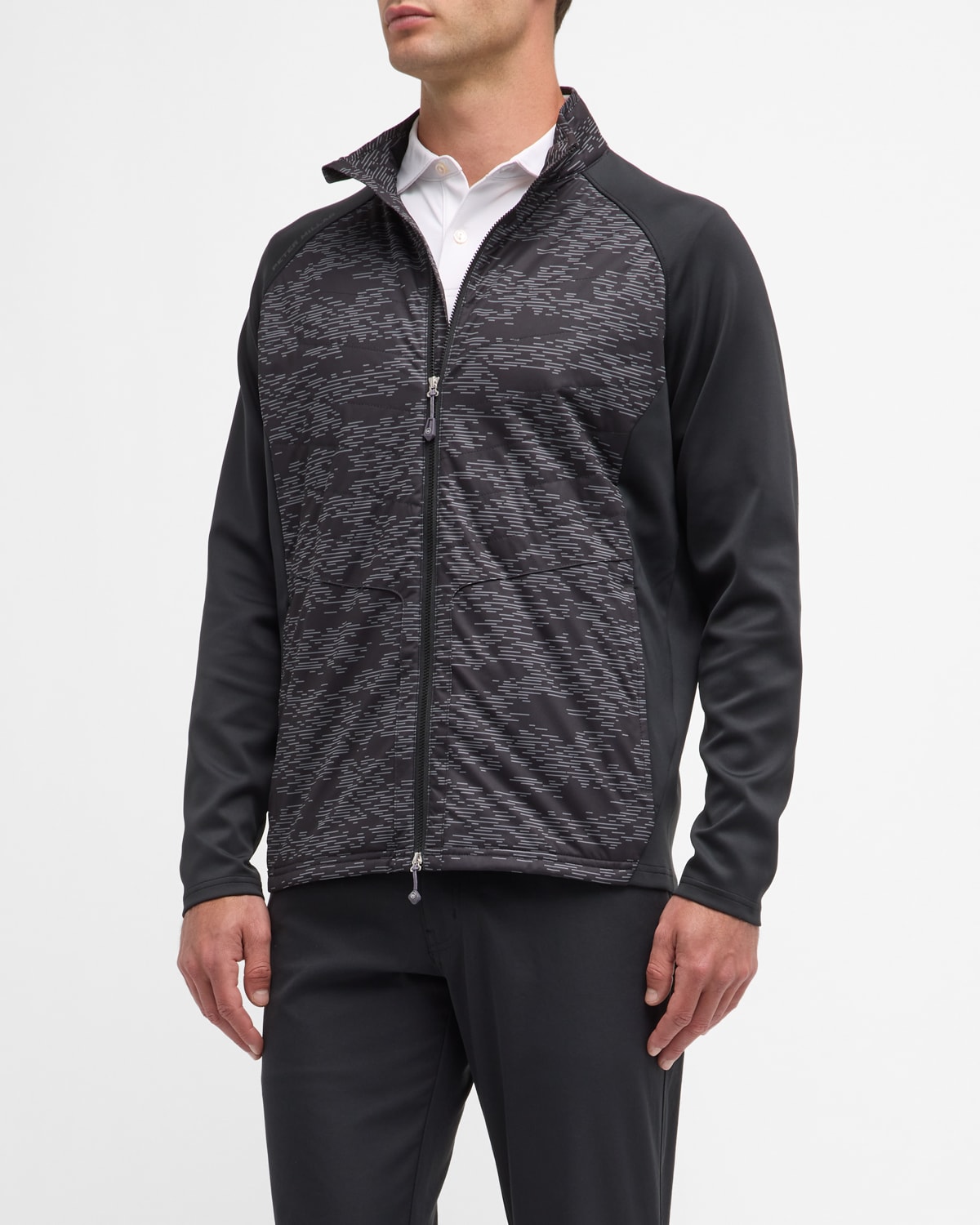 Peter Millar Men's Merge Elite Hybrid Full-zip Jacket In Black