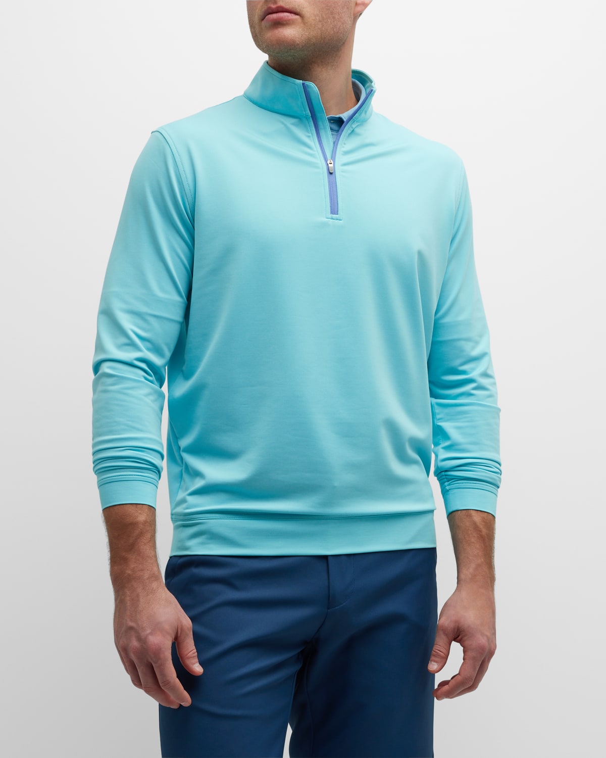 Peter Millar Men's Perth Melange Performance Quarter-zip Sweater In Radiant Blue