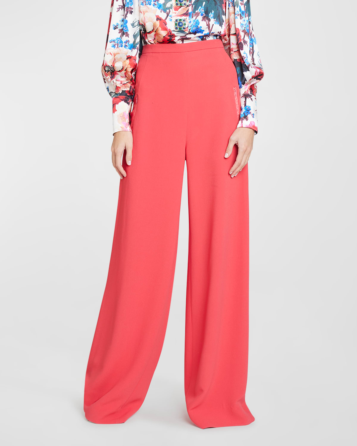 Andrew Gn Classic Wide-leg Pants In Coral