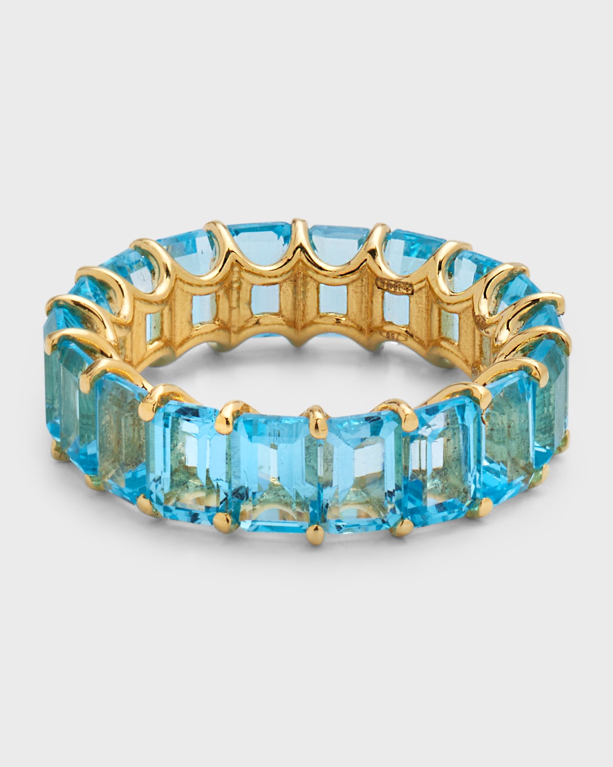 18K Yellow Gold New Classic Blue Topaz Ring