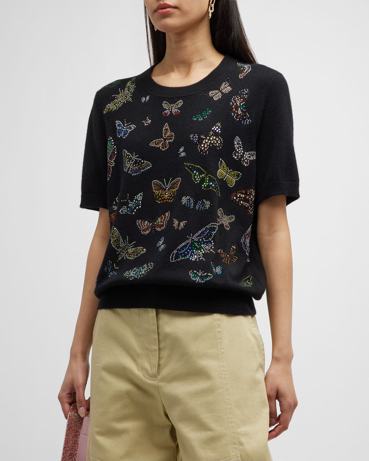 LIBERTINE MILLIONS OF BUTTERFLIES CASHMERE SWEATER WITH CRYSTAL DETAIL