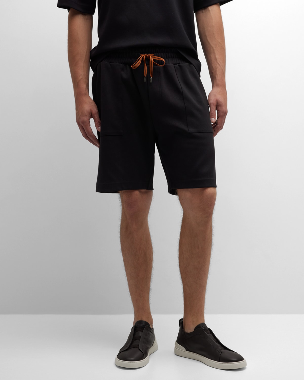 Zegna Men's Signifier Drawstring Shorts In Black