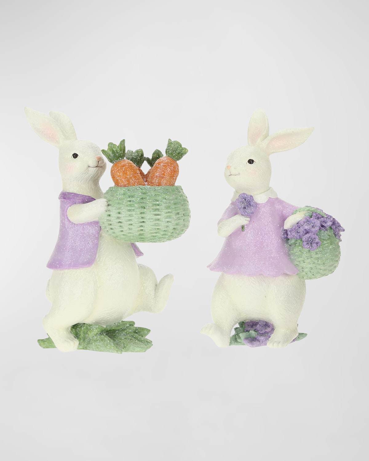 Mr. and Mrs. Bunny with Basket, Set of 2 - 8.5"
