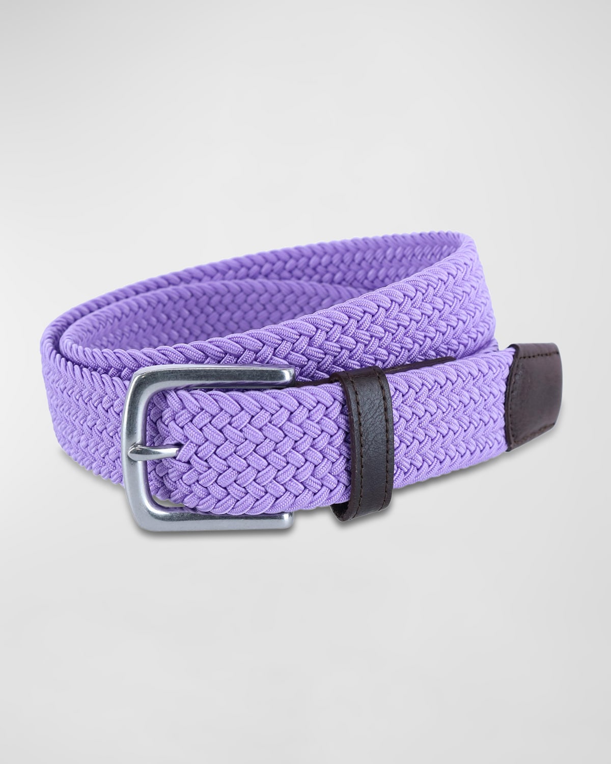 Trafalgar Men's Riverside Woven Rayon Leather Belt In Purple