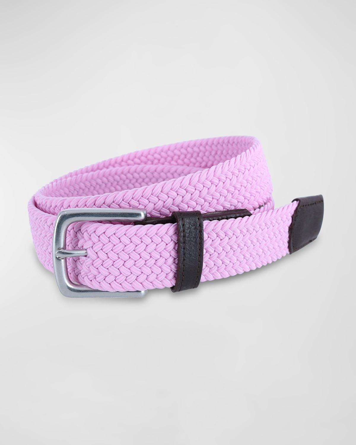 Trafalgar Big & Tall Riverside Solid Stretch Weave Belt In Pink