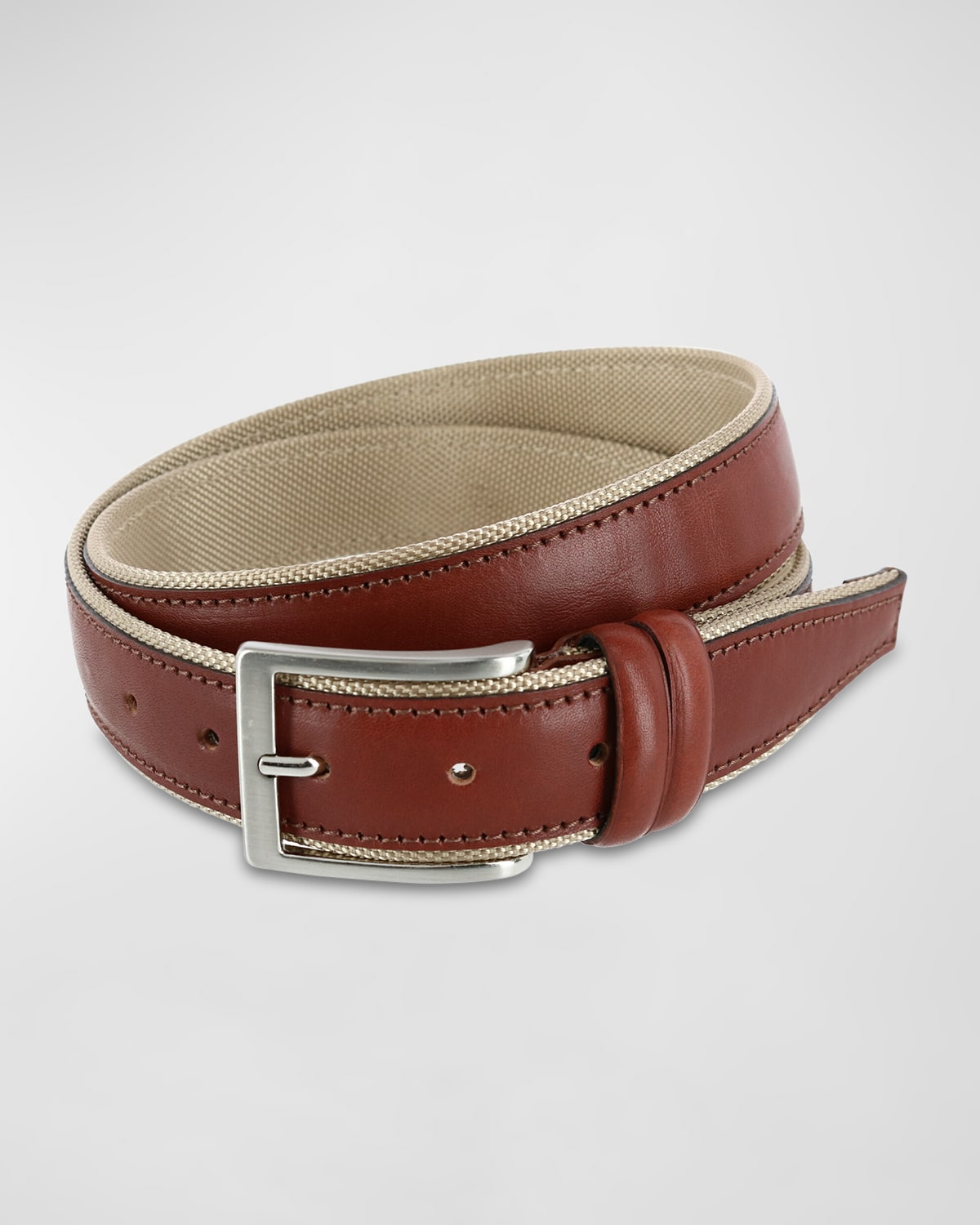 Shop Trafalgar Men's Back Nine Leather And Nylon Belt In Cognac