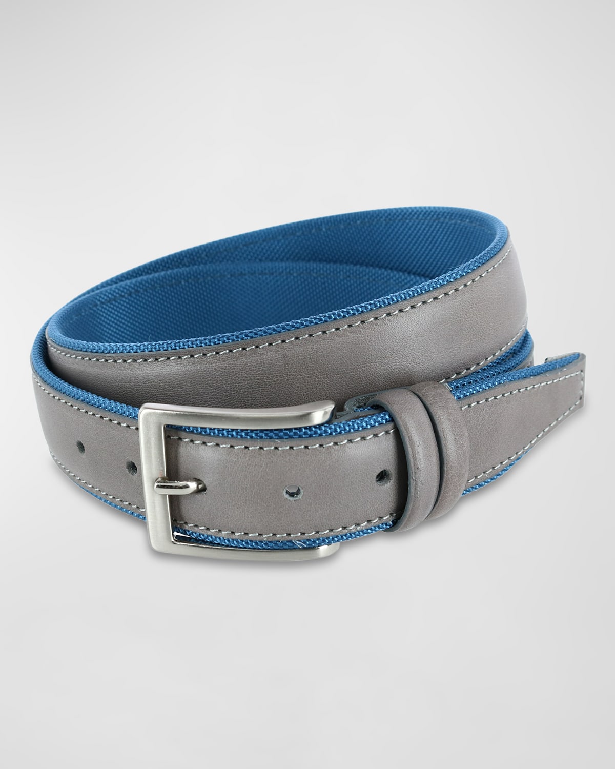 Shop Trafalgar Men's Back Nine Leather And Nylon Belt In Grey