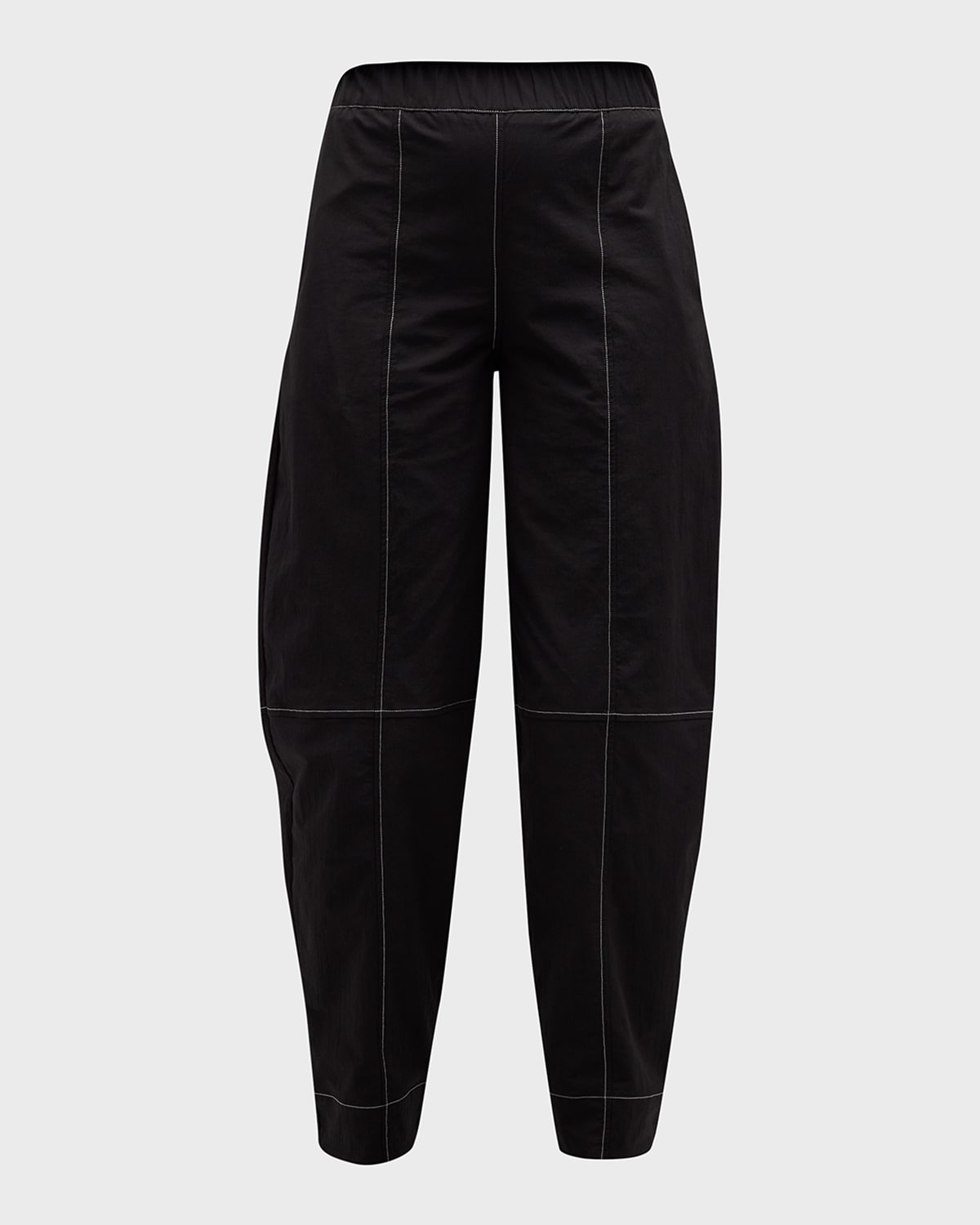 Shop Ganni Elasticated Curved Crop Pants In Black