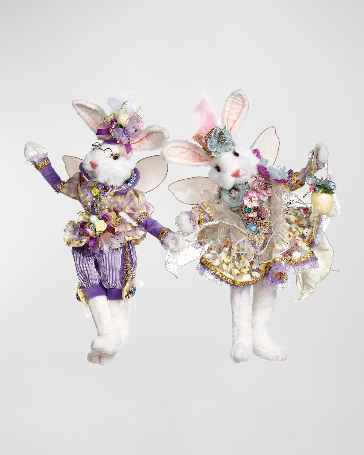 Shop Mark Roberts Mr. And Mrs. Festive Rabbit Fairy, Medium, Set Of 2- 17" In White, Yellow, Lavander, Blue