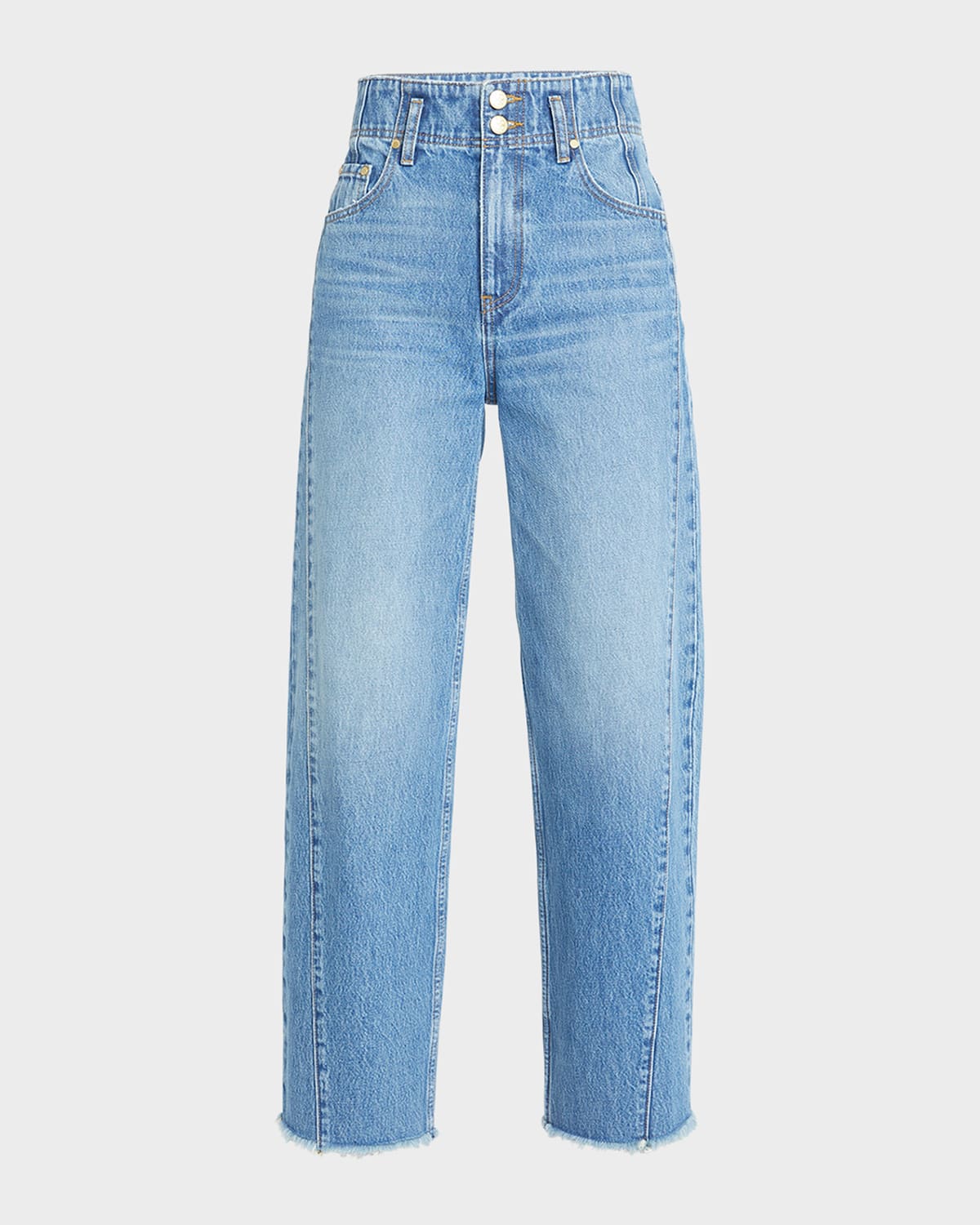 The Thea Frayed-Cuffs Cropped Straight-Leg Denim Jeans