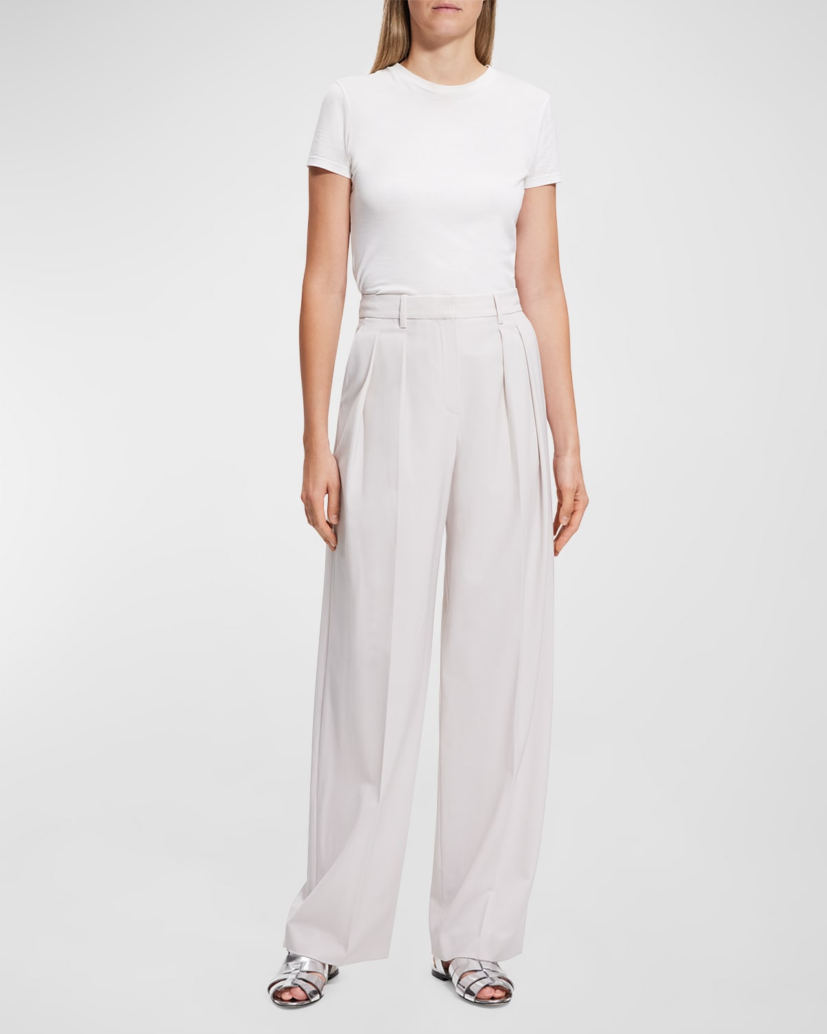 Theory Double-pleat Virgin Wool Pants