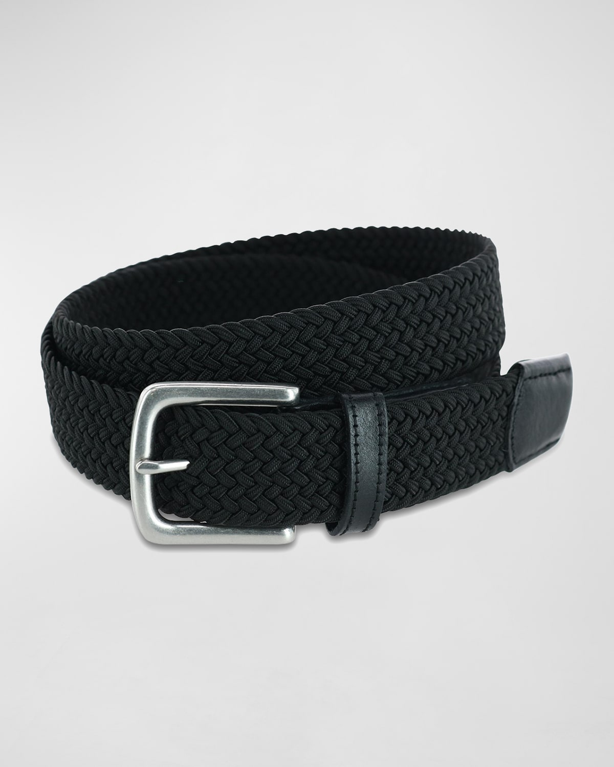 Trafalgar Riverside Solid Stretch Weave Belt In Black