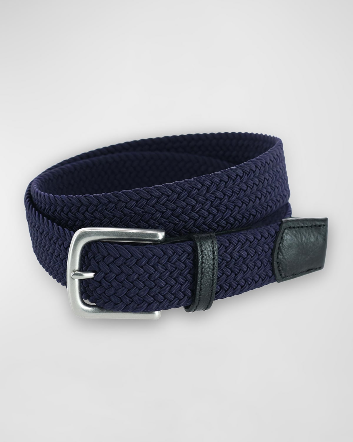 Trafalgar Men's Riverside Woven Rayon Leather Belt In Navy