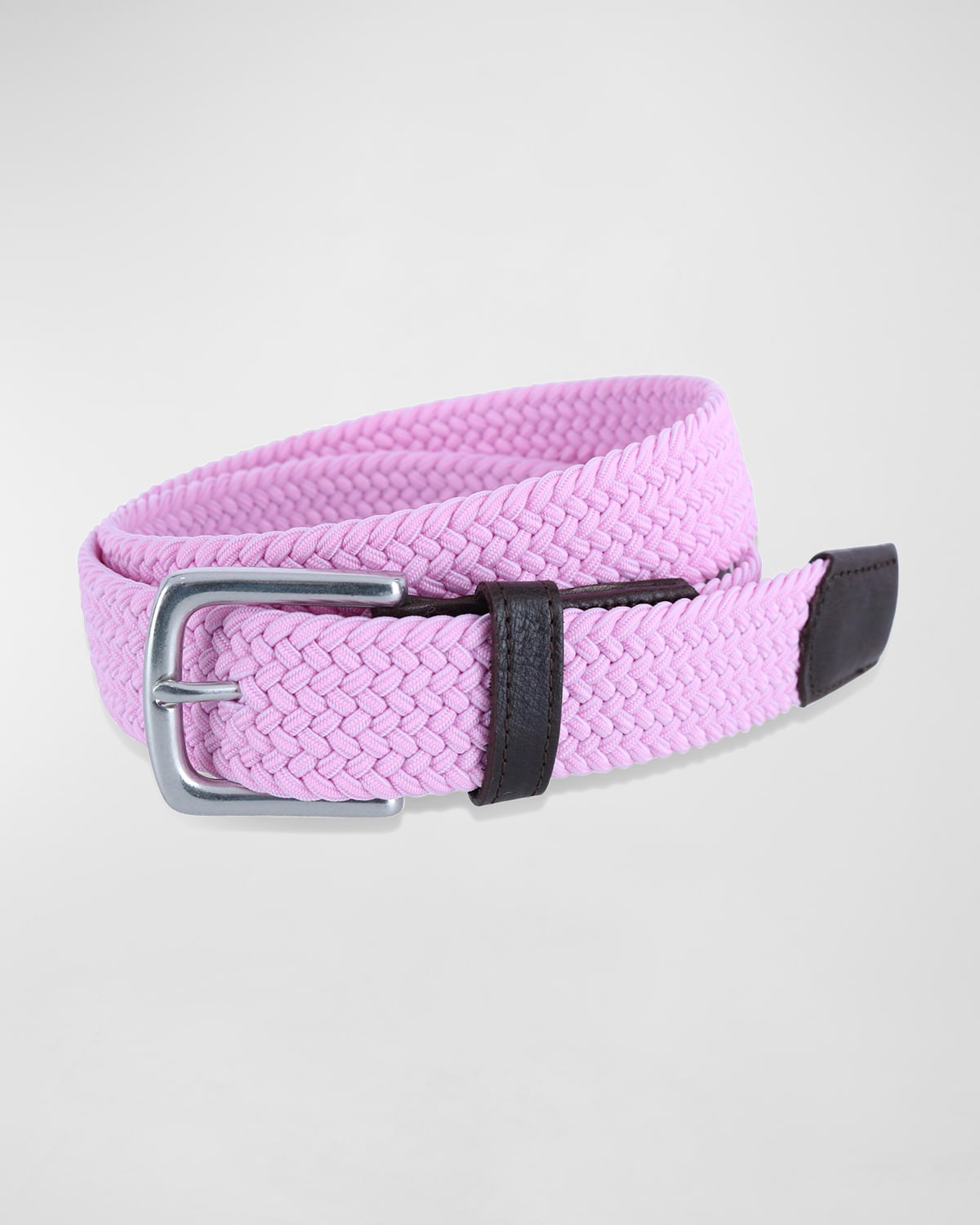 Trafalgar Men's Riverside Woven Rayon Leather Belt In Pink