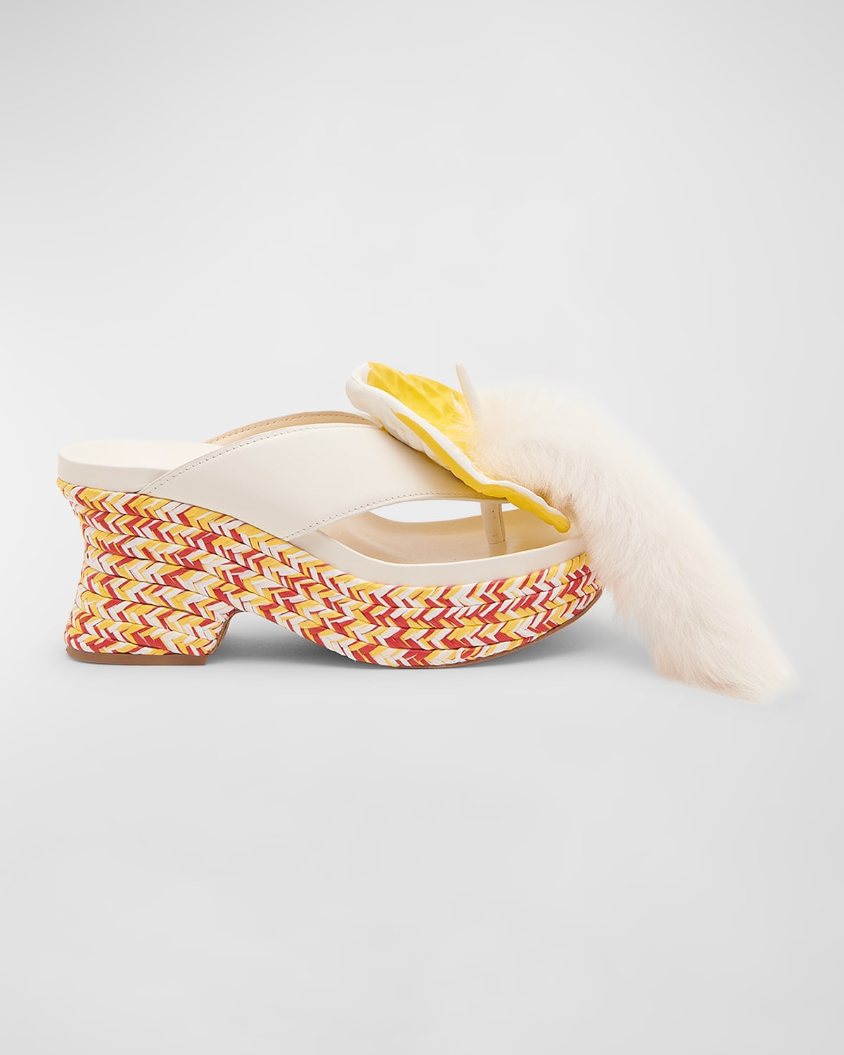 Loewe Petal Thong Platform Sandals In White Multicolor