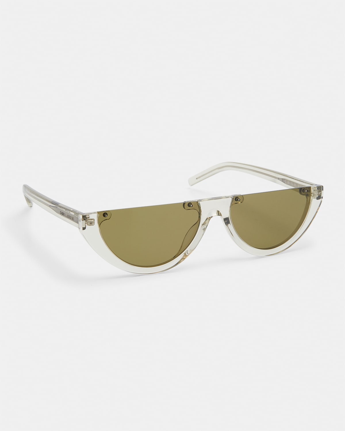 Saint Laurent Logo Round Half-moon Acetate Sunglasses In 003 Green