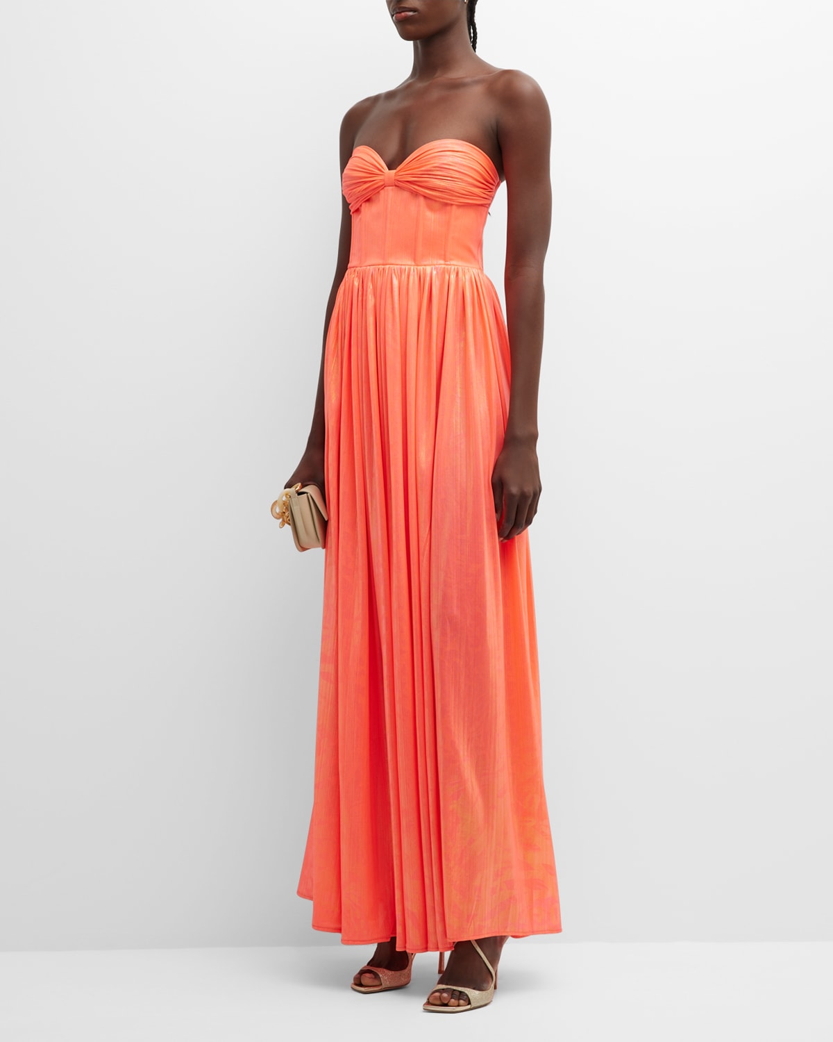 Bronx And Banco Florence Strapless A-line Bustier Gown In Pink