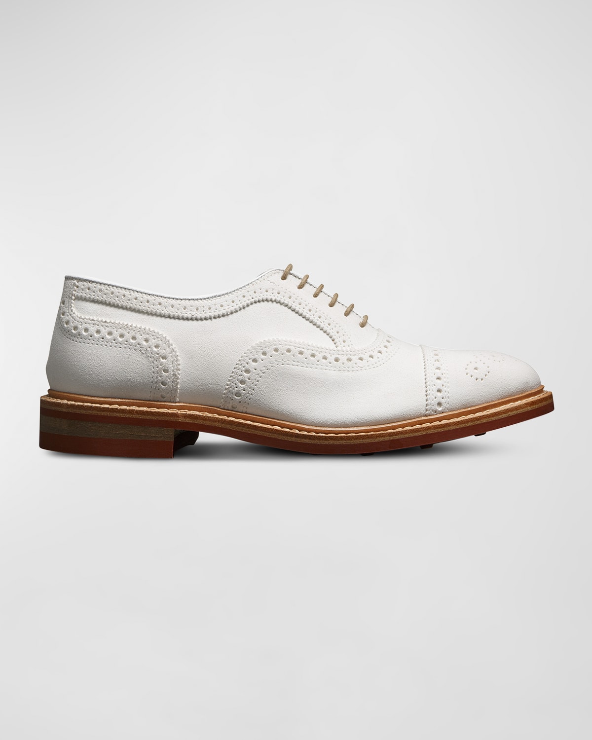 Allen Edmonds Strandmok Cap Toe Oxford In White Suede