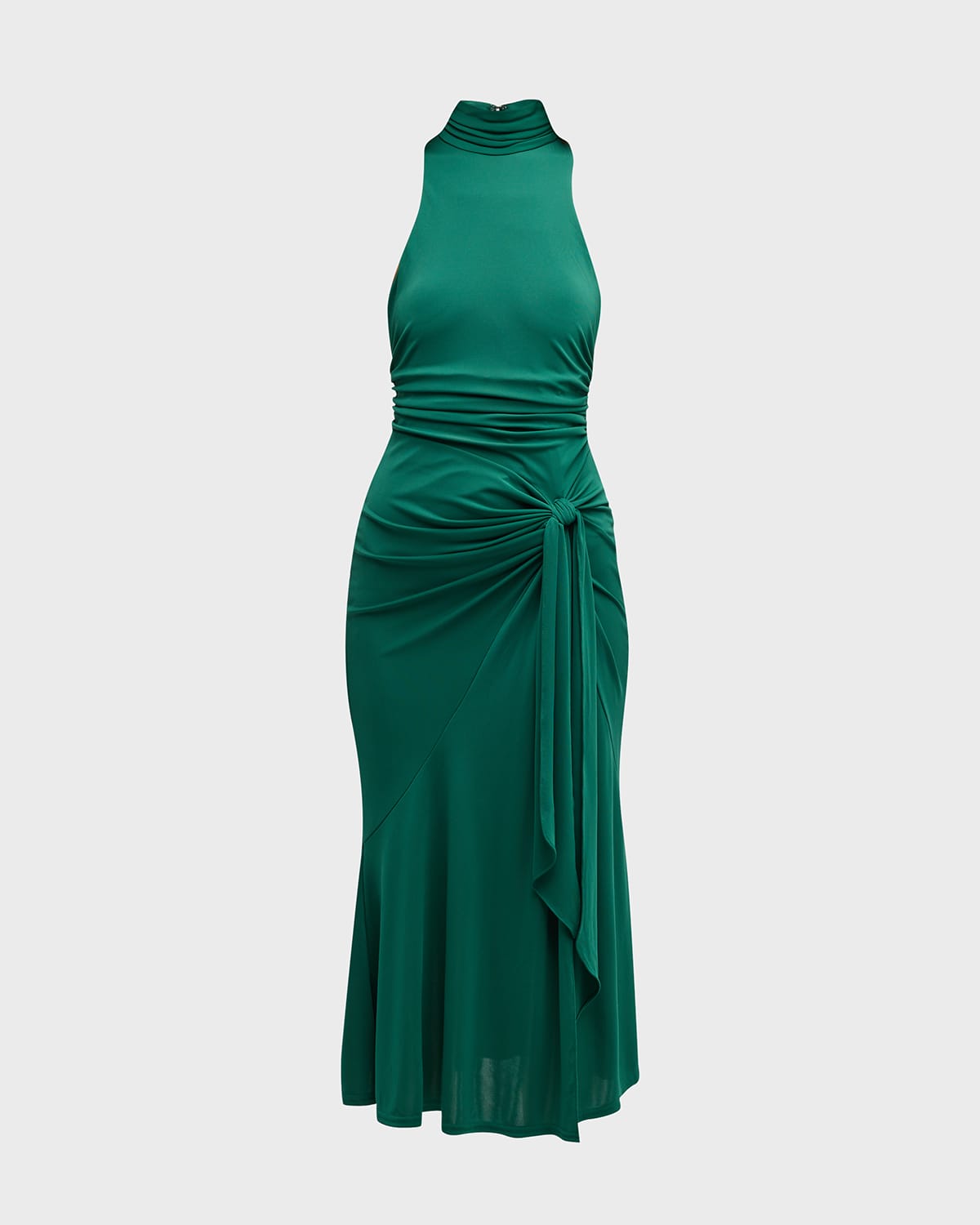 Cinq À Sept Rori Sleeveless Side-tie Turtleneck Midi Dress In Malachite
