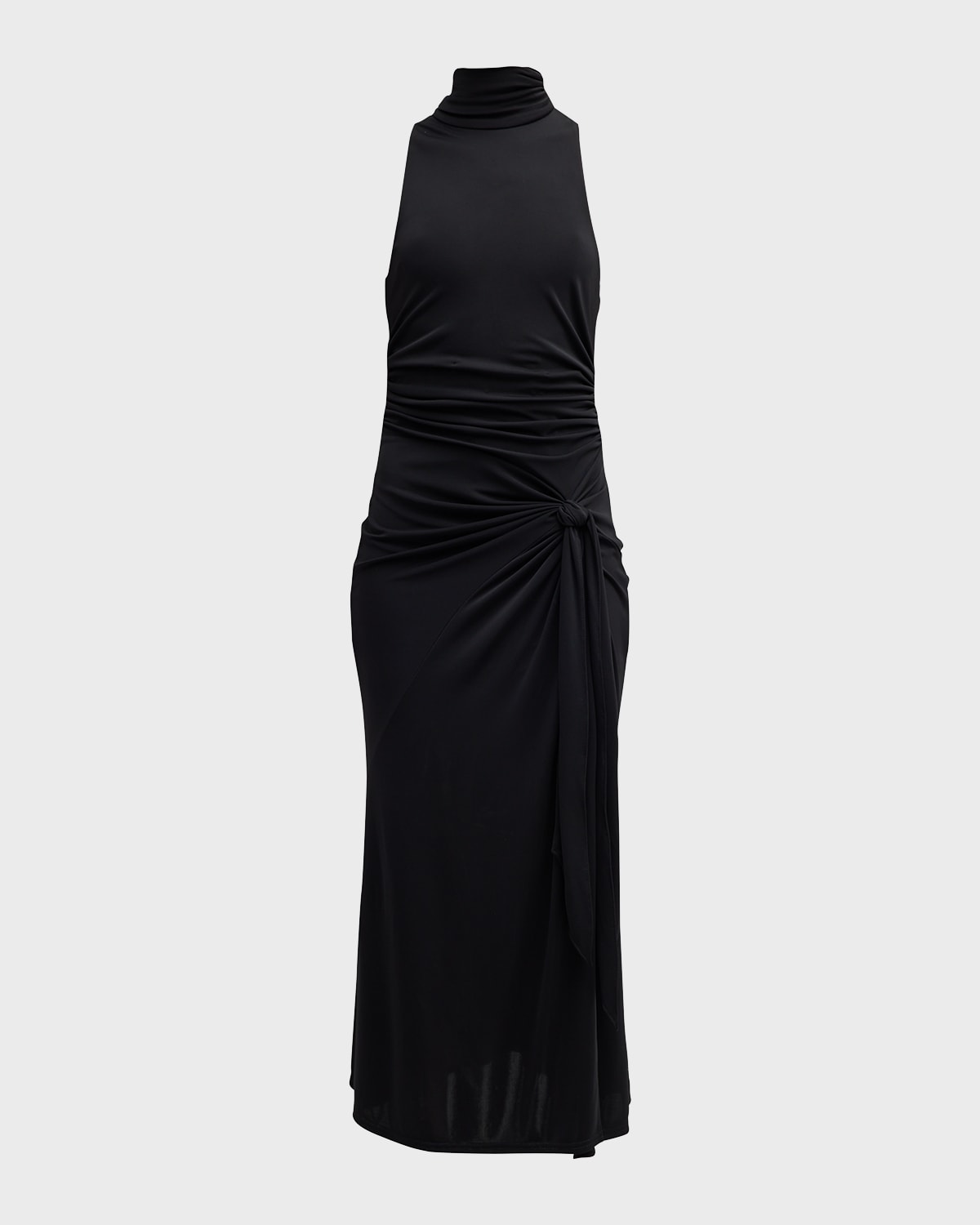Cinq À Sept Rori Sleeveless Side-tie Turtleneck Midi Dress In Black