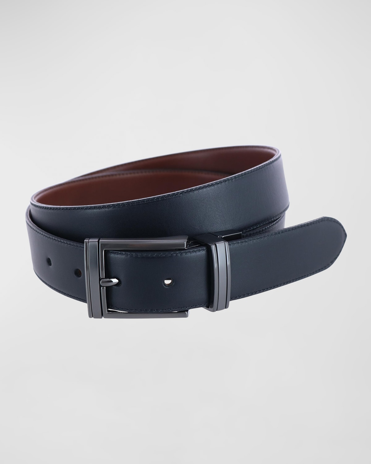 Trafalgar Men's Maverick 32mm Reversible Leather Dress Belt In Black To Brown