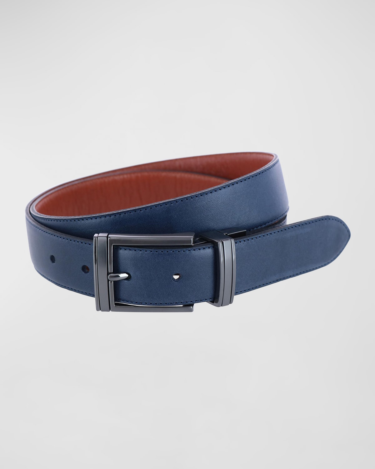 Trafalgar Men's Maverick 32mm Reversible Leather Dress Belt In Navy