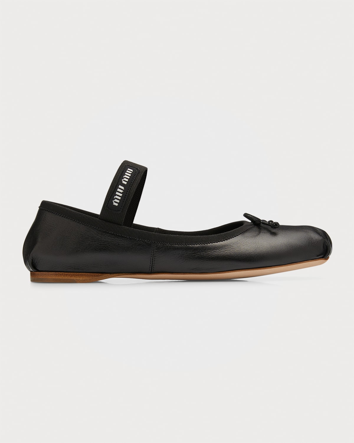 Shop Miu Miu Leather Ballerina Flats In Nero