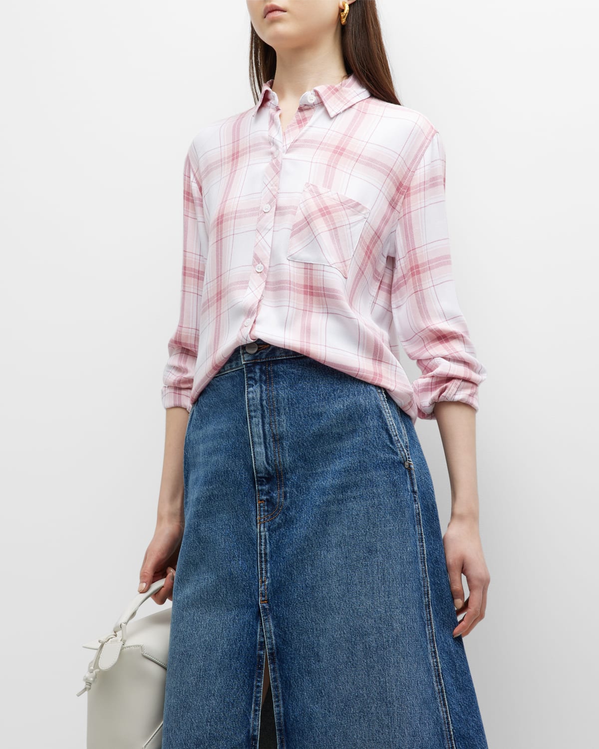 Rails Hunter Plaid Button-front Shirt In Blush White Petal