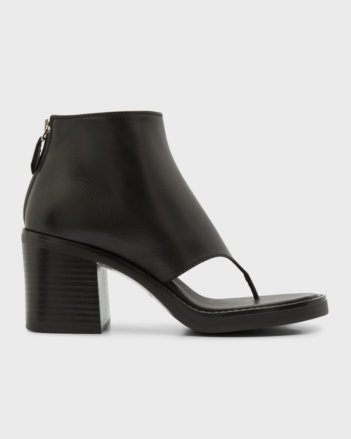Miu Miu Leather Thong Ankle Boots In Nero