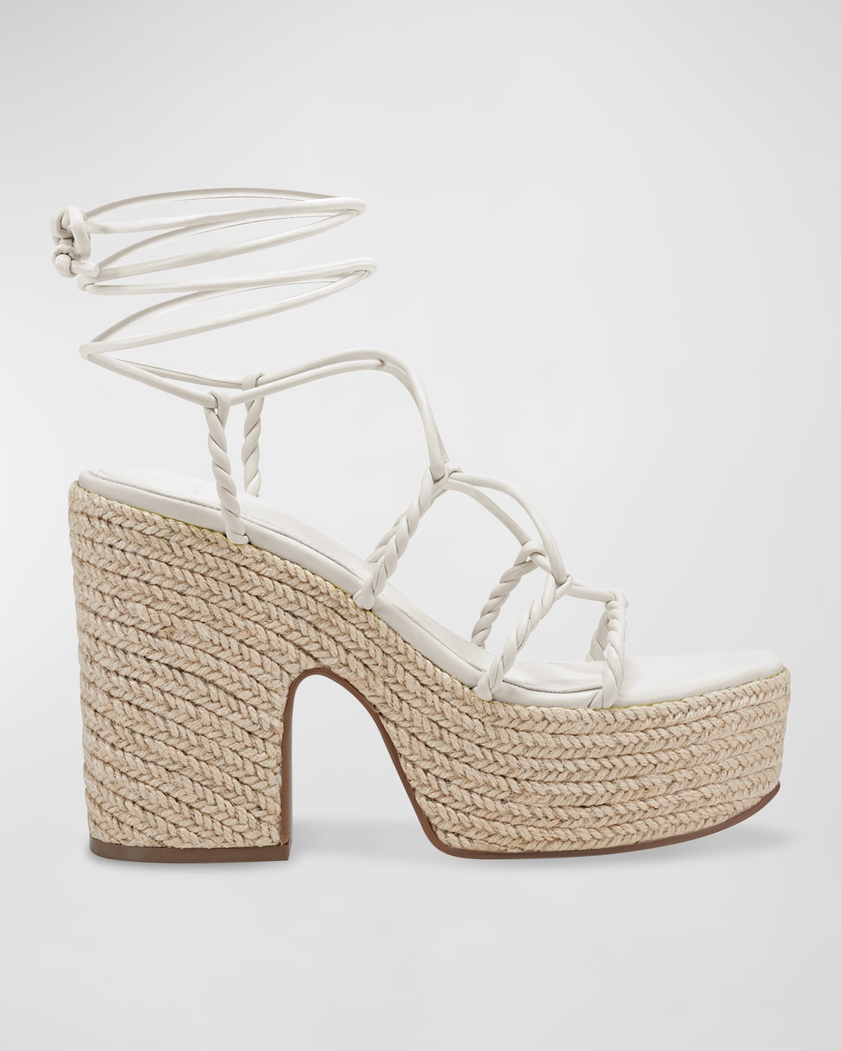 Marc Fisher Ltd Oliver Metallic Ankle-wrap Platform Heels In Ivory 150