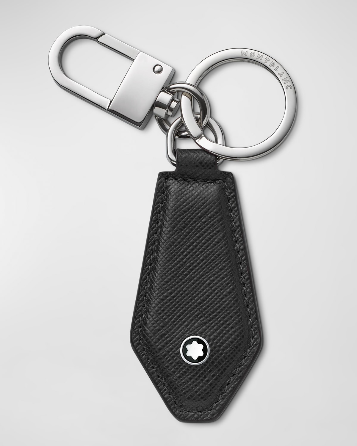 Shop Montblanc Men's Sartorial Leather Key Fob In Black