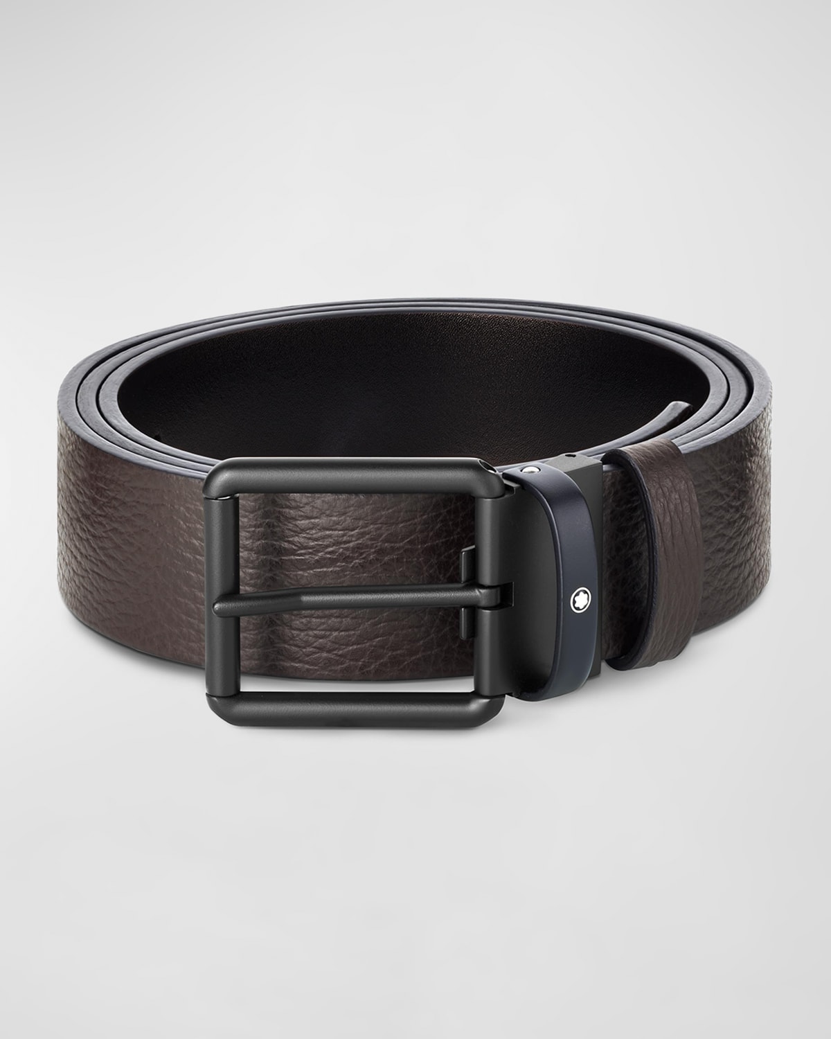Montblanc Men's Roll Pin Buckle Reversible Leather Belt In Black
