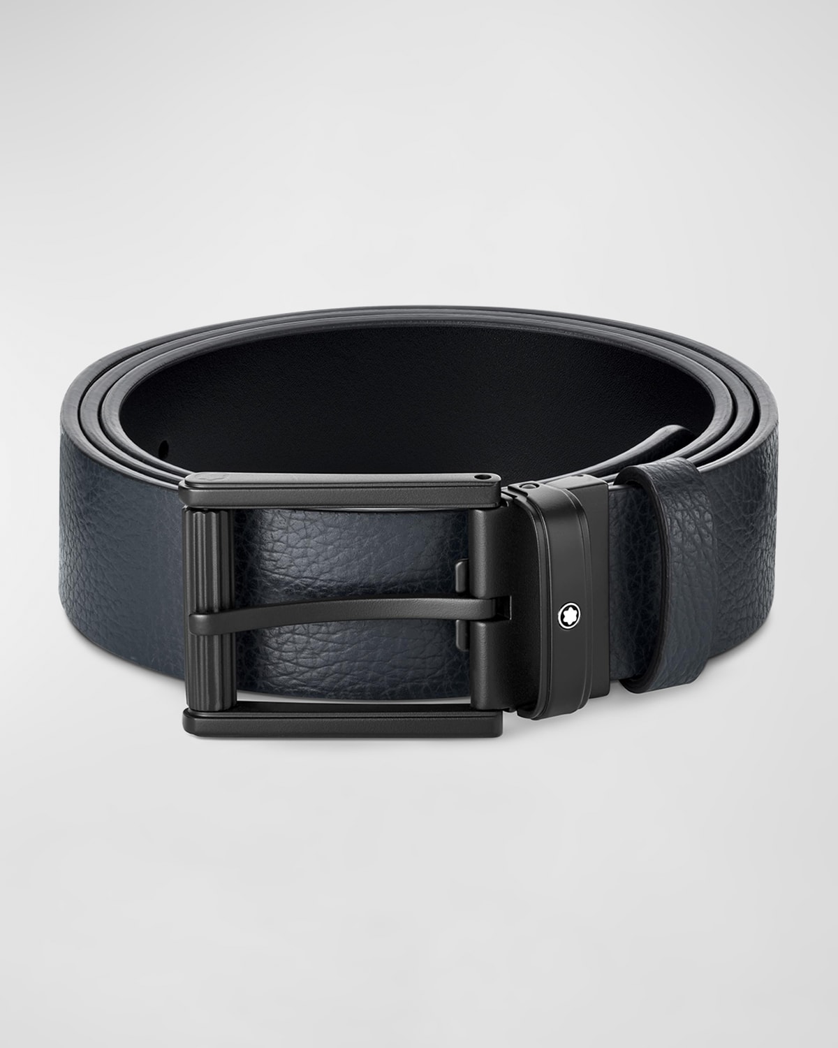 Montblanc Men's Roll Pin Buckle Reversible Leather Belt In Black