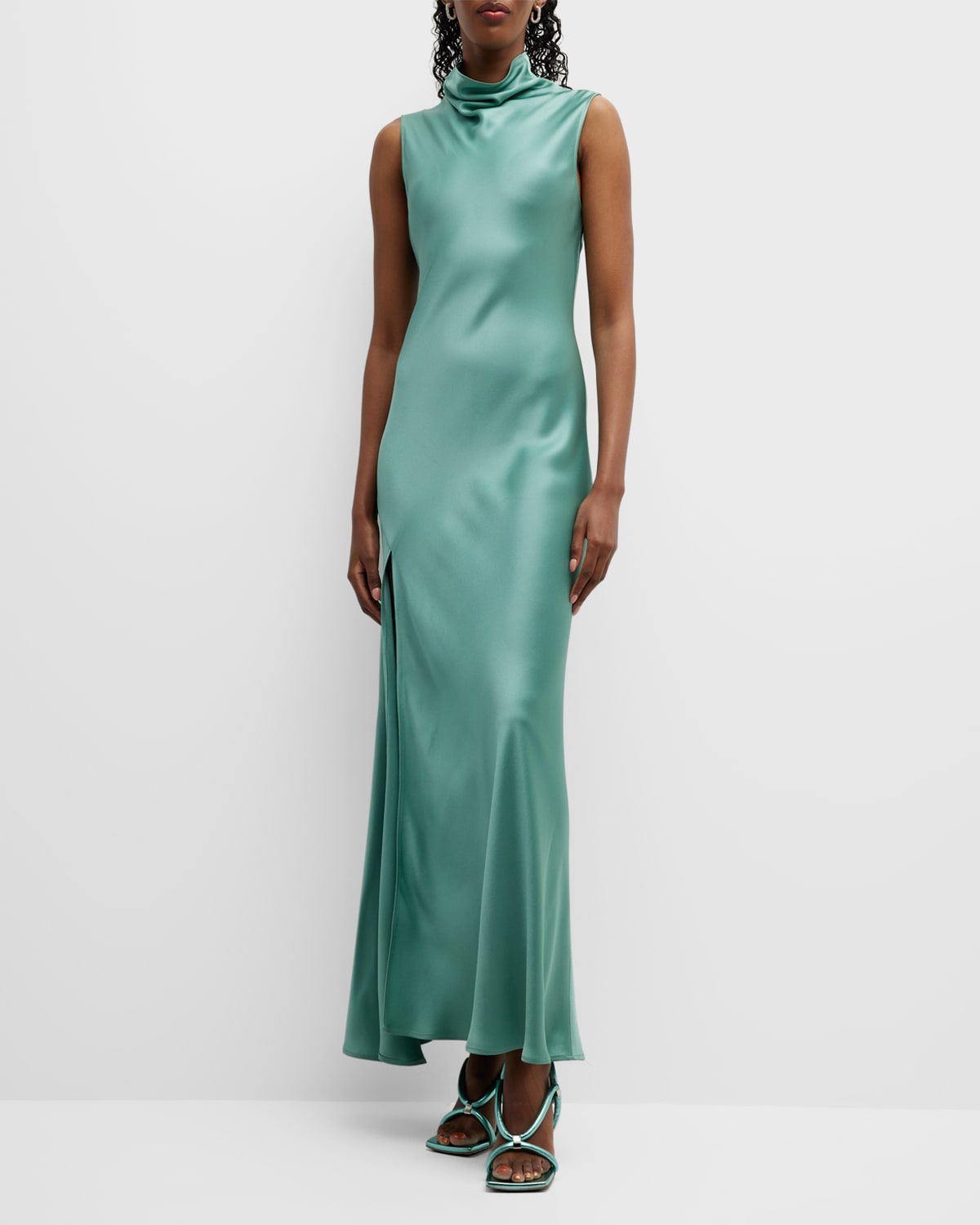 LAPOINTE side-slit satin-finish midi dress - Pink