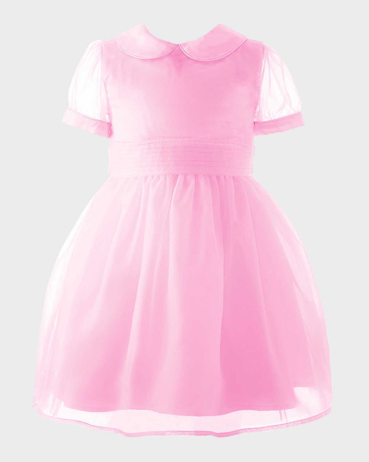 Rachel Riley Kids' Girl's Organza Pintuck Dress In Pink