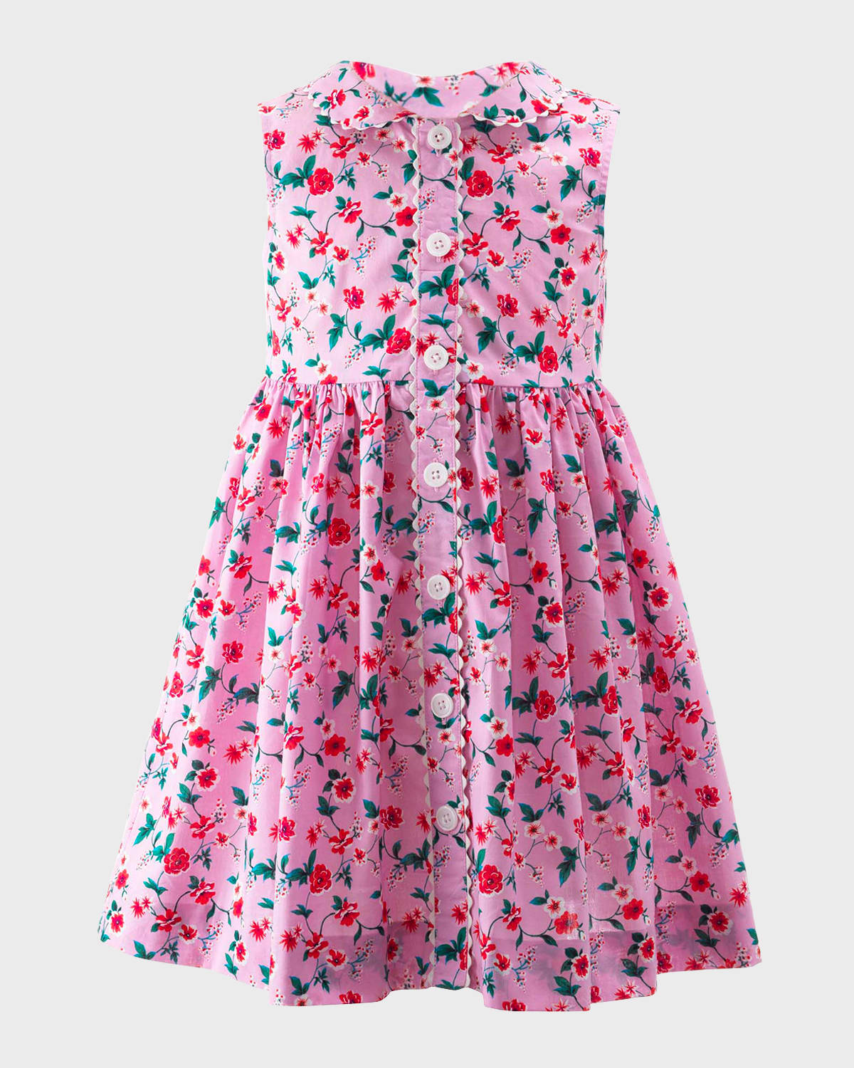 Rachel Riley Kids' Girl's Botanical Button-front Dress In Pink