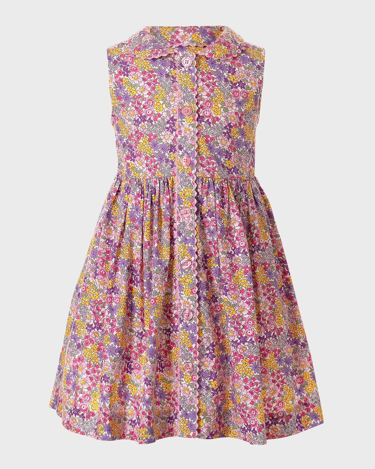 Rachel Riley Kids' Girl's Summer Floral Button-front Dress In Multi