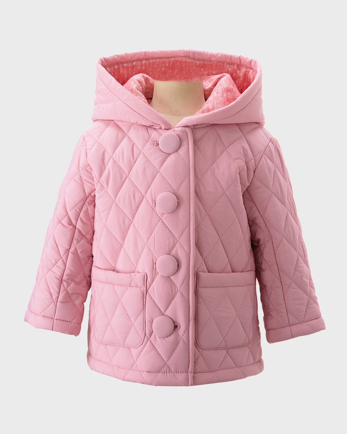 Rachel Riley Kids' Girl's Quilted Hooded Jacket In Pink