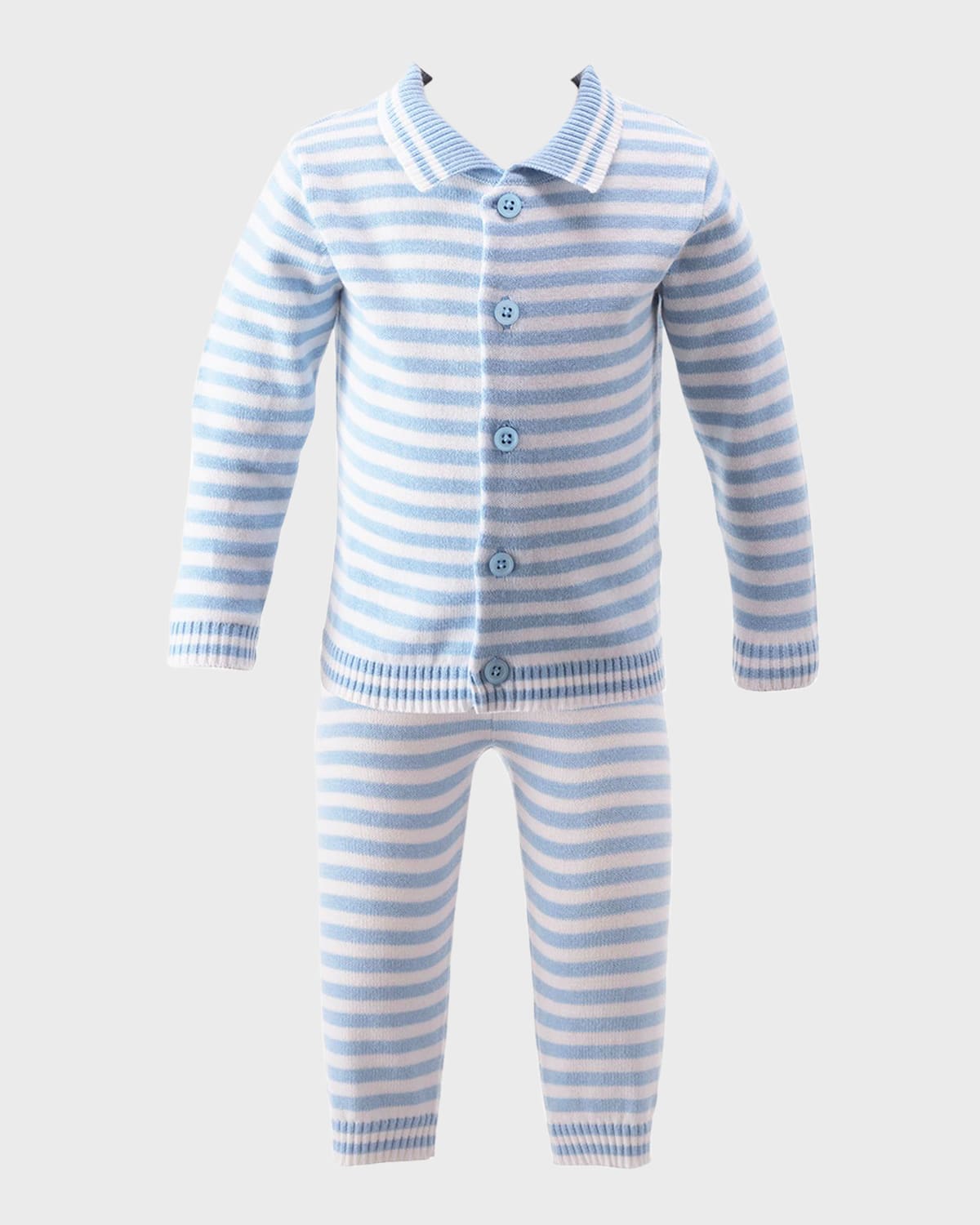 Rachel Riley Kids' Boy's Striped Knit Two-piece Set In Blue